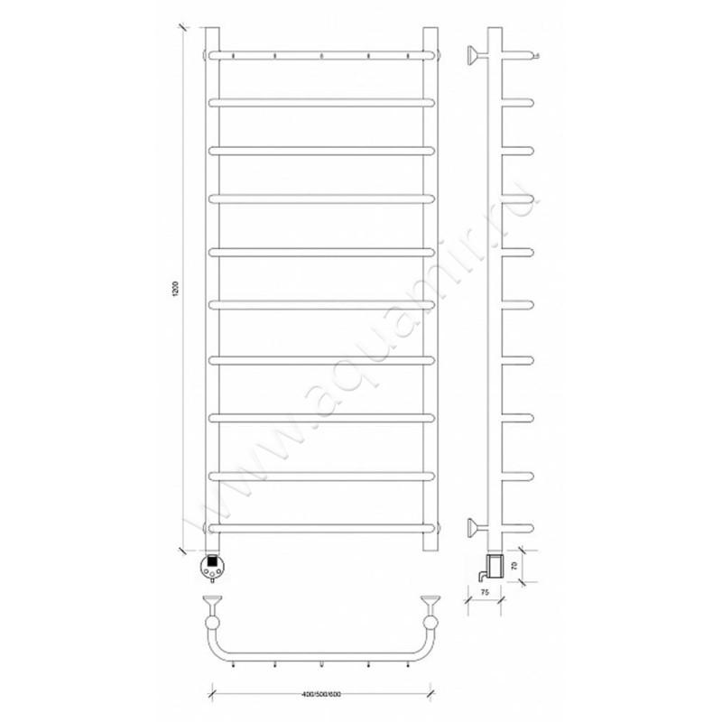 Полотенцесушитель электрический Secado Мерида 1 4603759405933 размеры