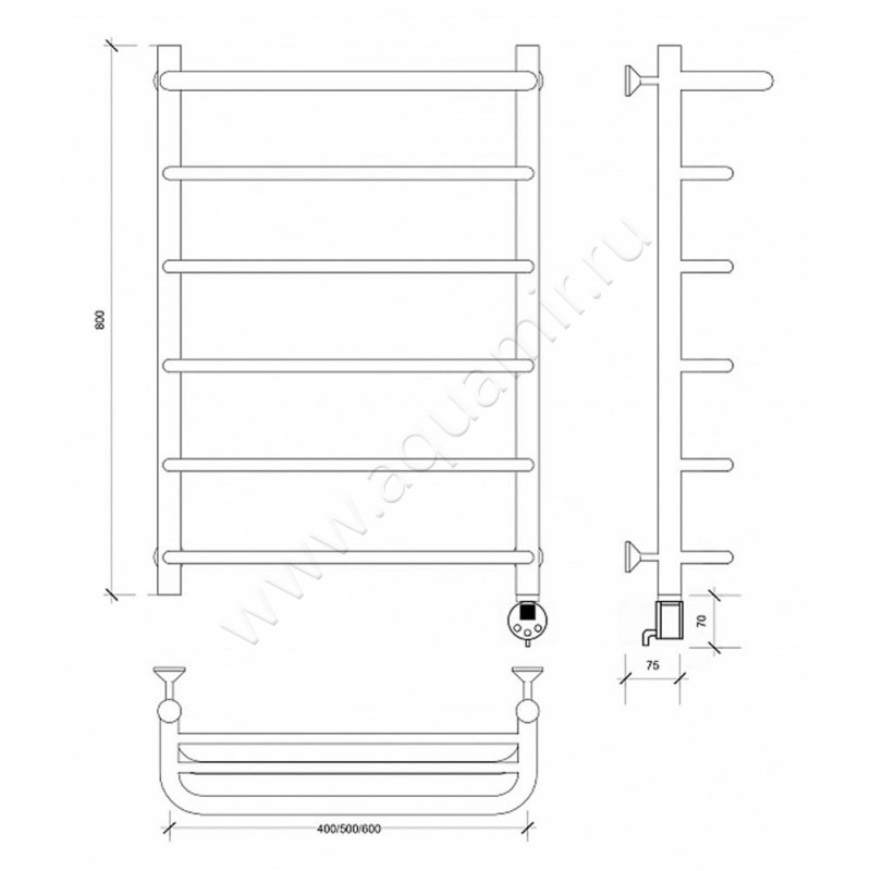 Полотенцесушитель электрический Secado Мерида 1 4603777452391 размеры