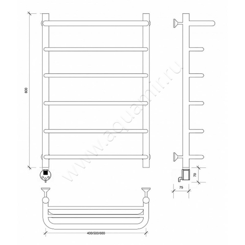 Полотенцесушитель электрический Secado Мерида 1 4603759402772 размеры