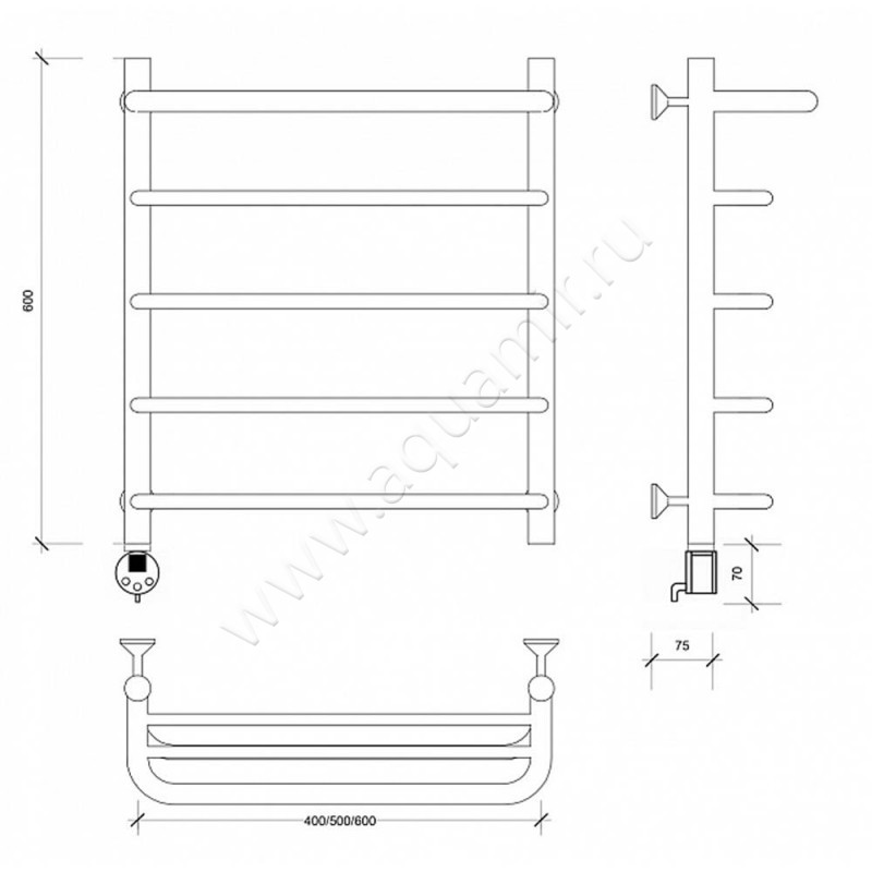 Полотенцесушитель электрический Secado Мерида 1 4603777452360 размеры
