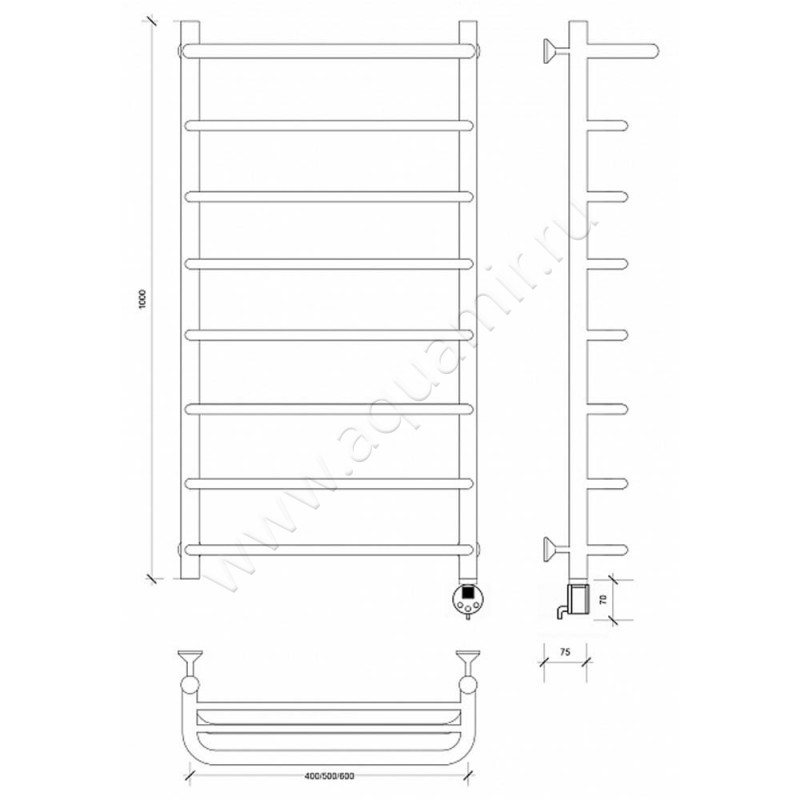 Полотенцесушитель электрический Secado Мерида 1 4603777452469 размеры