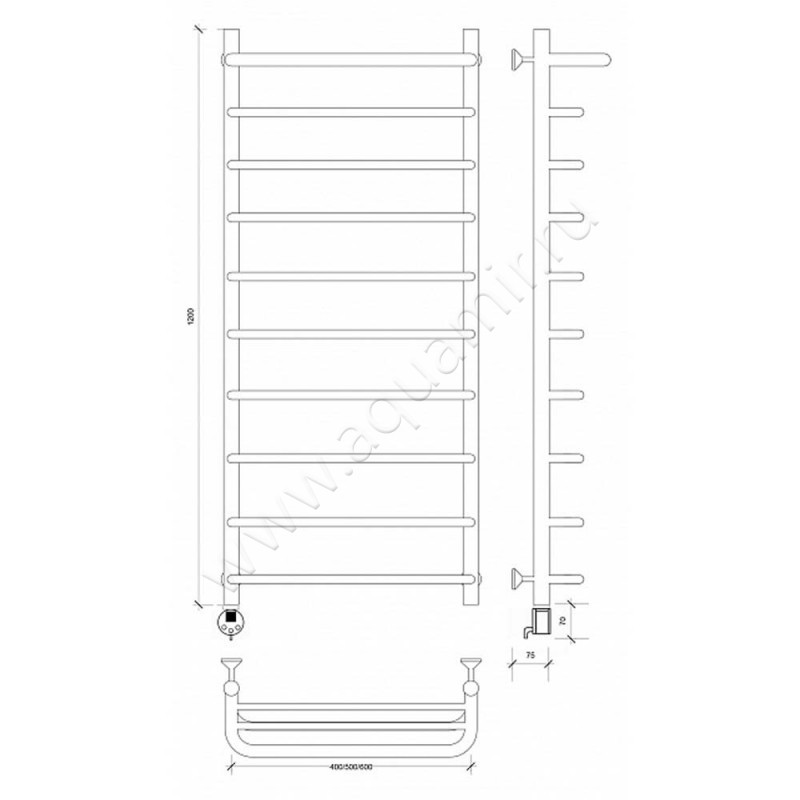Полотенцесушитель электрический Secado Мерида 1 4603777452483 размеры