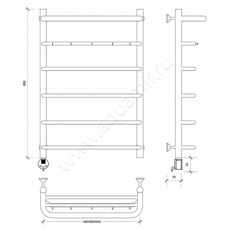 Полотенцесушитель электрический Secado Мерида 1 4603777452551 размеры