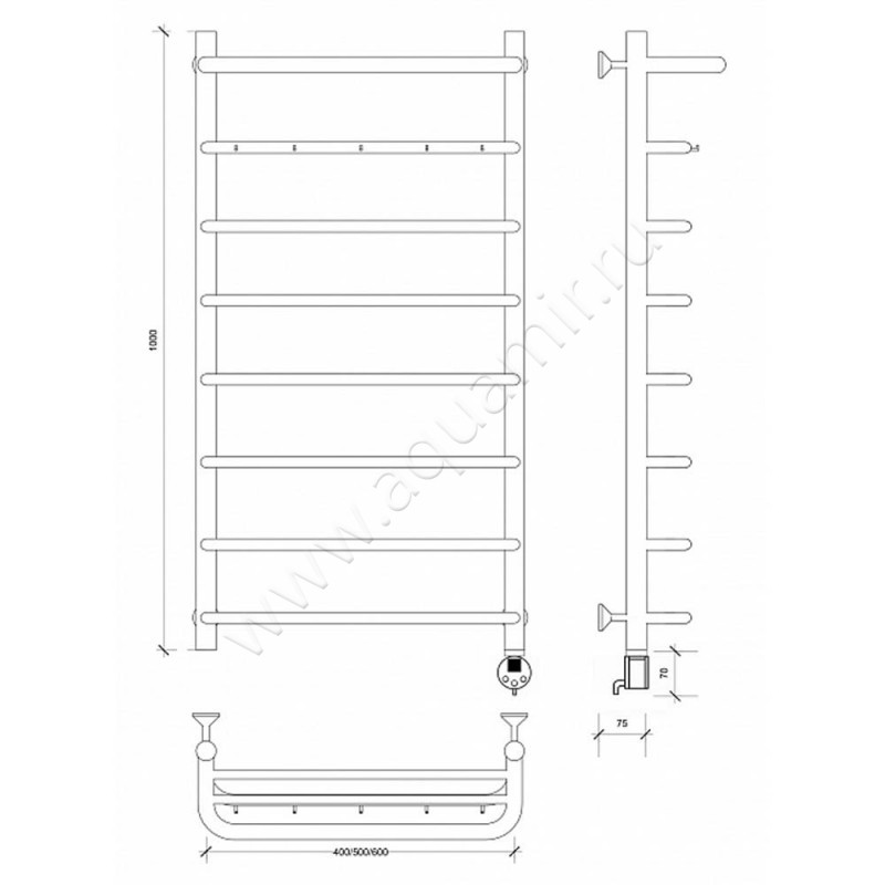 Полотенцесушитель электрический Secado Мерида 1 4603777452612 размеры