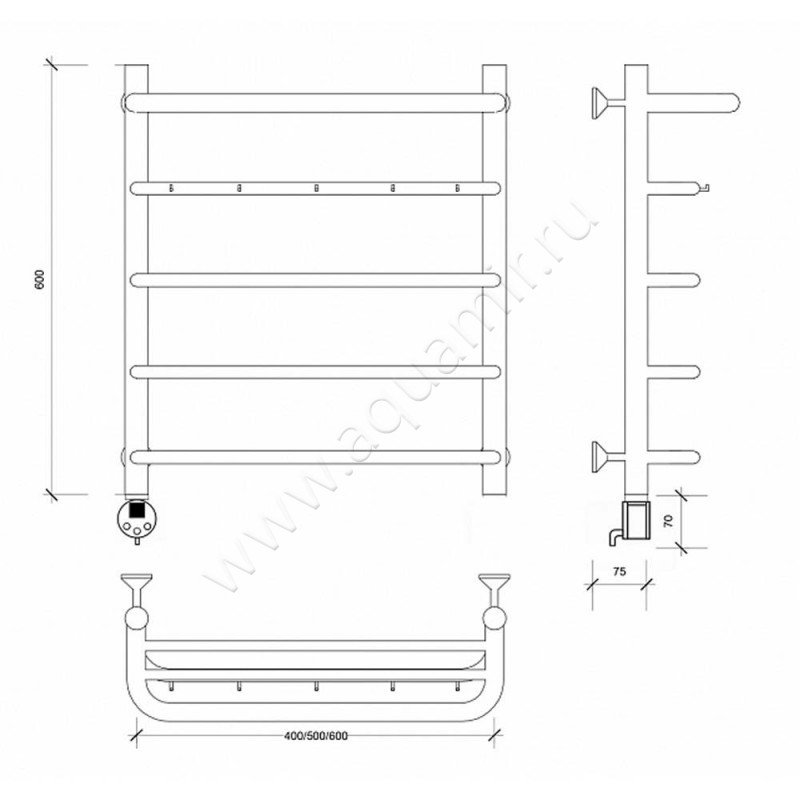Полотенцесушитель электрический Secado Мерида 1 4603777440183 размеры