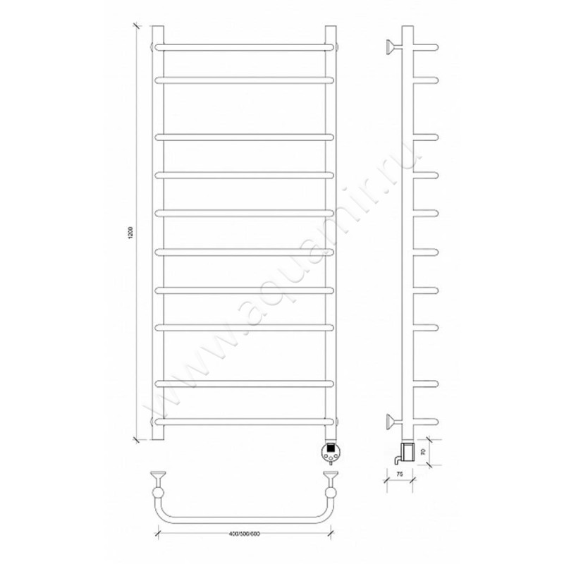 Полотенцесушитель электрический Secado Мерида 2 4603777452827 размеры