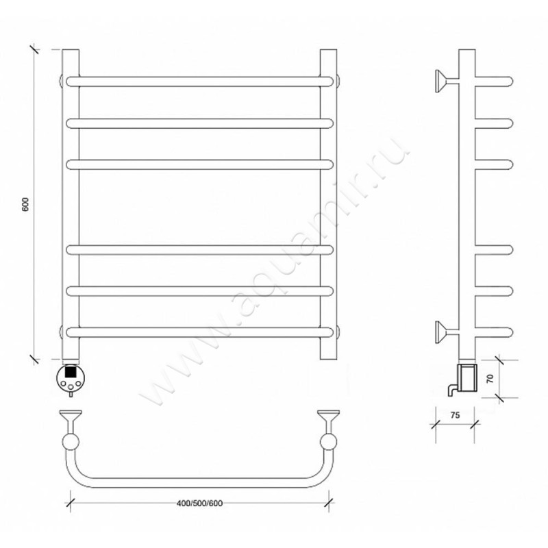 Полотенцесушитель электрический Secado Мерида 3 4603777452995 размеры