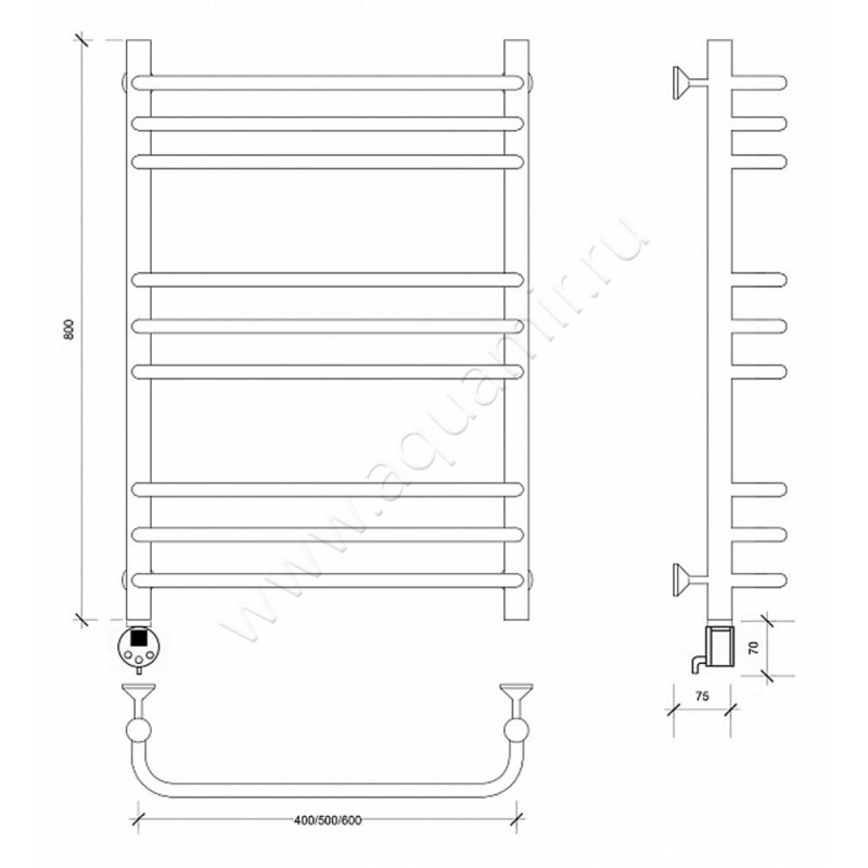 Полотенцесушитель электрический Secado Мерида 3 4603777453053 размеры