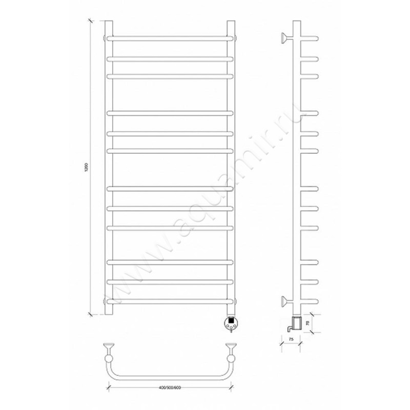 Полотенцесушитель электрический Secado Мерида 3 4603777453114 размеры