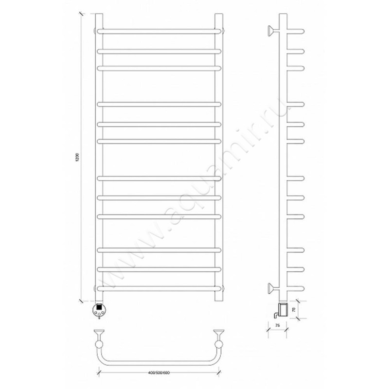 Полотенцесушитель электрический Secado Мерида 3 4603777453114 размеры