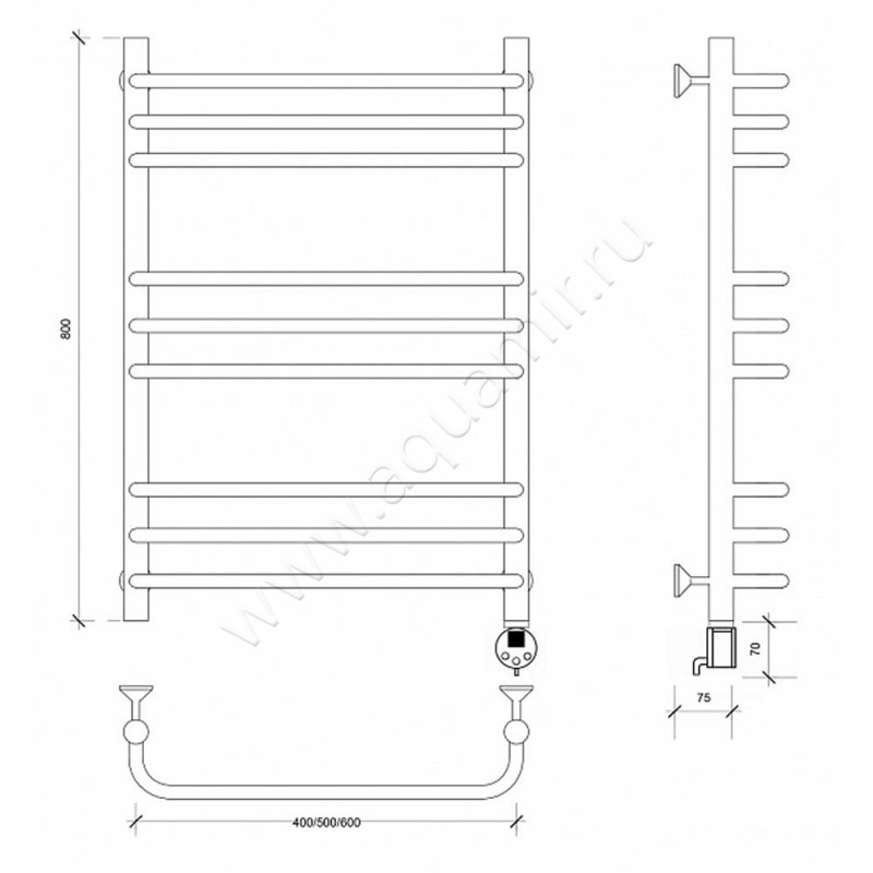 Полотенцесушитель электрический Secado Мерида 3 4603759408774 размеры