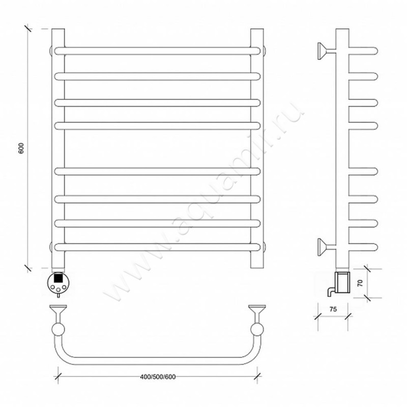 Полотенцесушитель электрический Secado Мерида 4 4603777453176 размеры