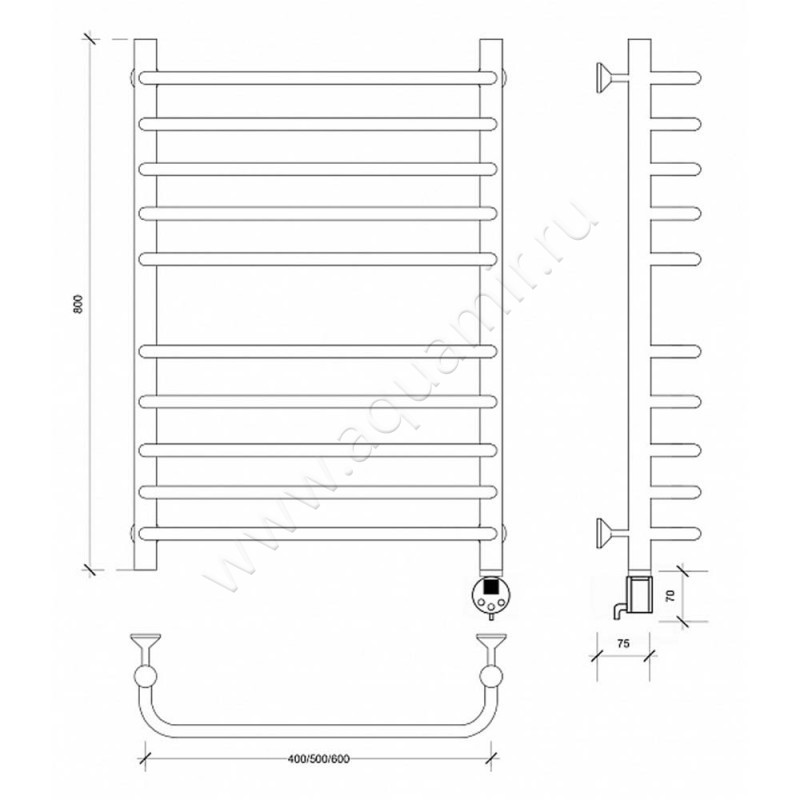 Полотенцесушитель электрический Secado Мерида 4 4603777456450 размеры