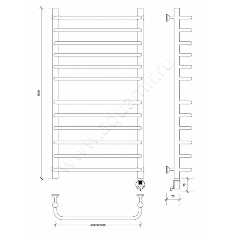 Полотенцесушитель электрический Secado Мерида 4 4603759402994 размеры