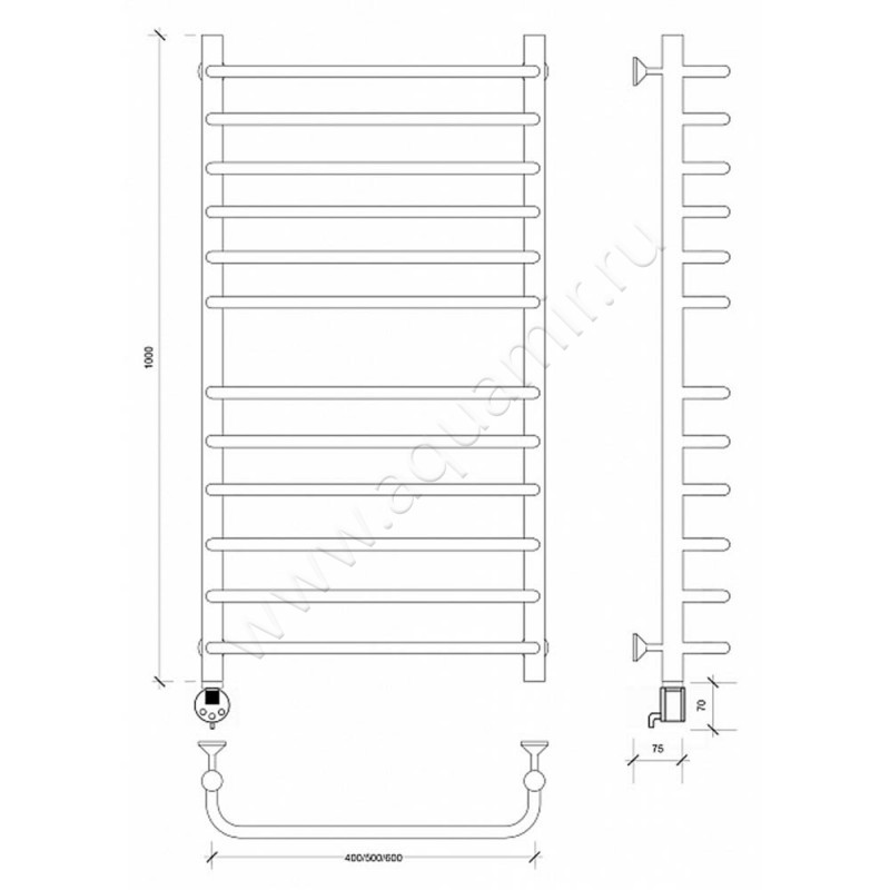 Полотенцесушитель электрический Secado Мерида 4 4603777457686 размеры