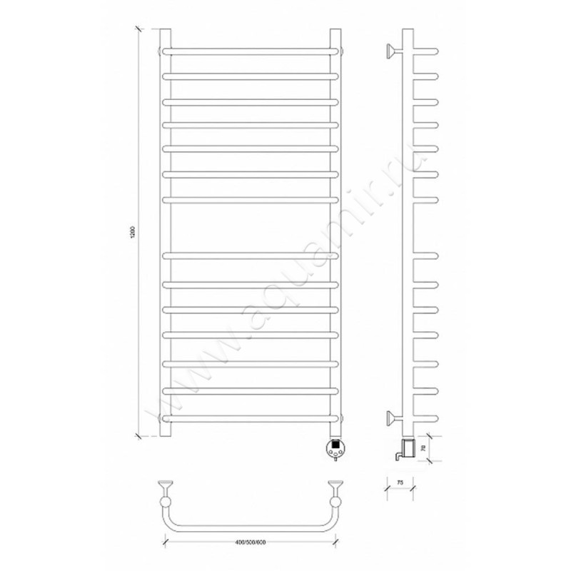 Полотенцесушитель электрический Secado Мерида 4 4603759408835 размеры