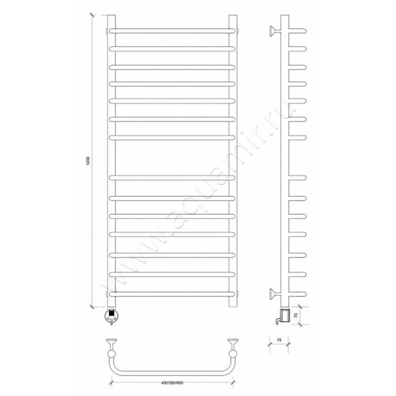Полотенцесушитель электрический Secado Мерида 4 4603759408835 размеры