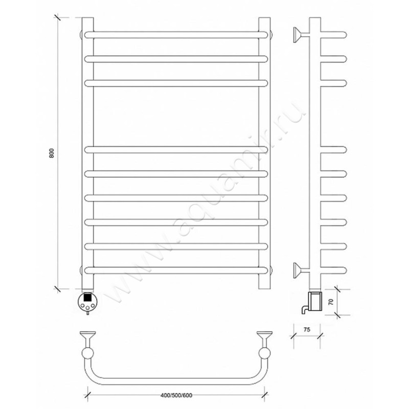 Полотенцесушитель электрический Secado Мерида 5 4603759406190 размеры