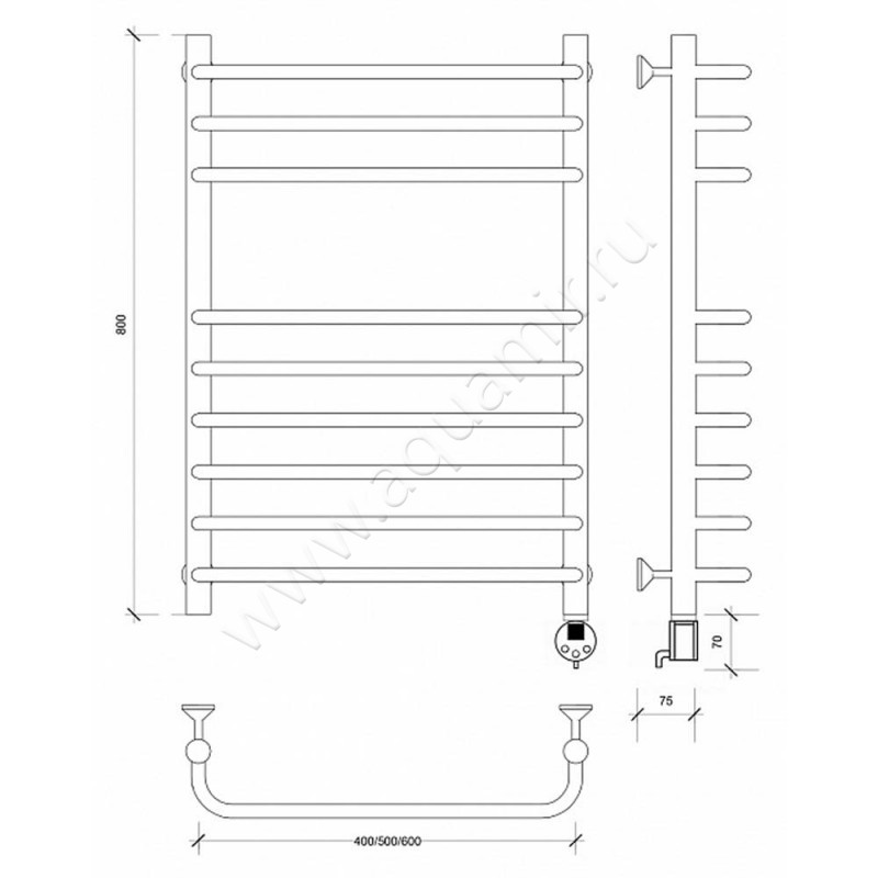 Полотенцесушитель электрический Secado Мерида 5 4603777453275 размеры