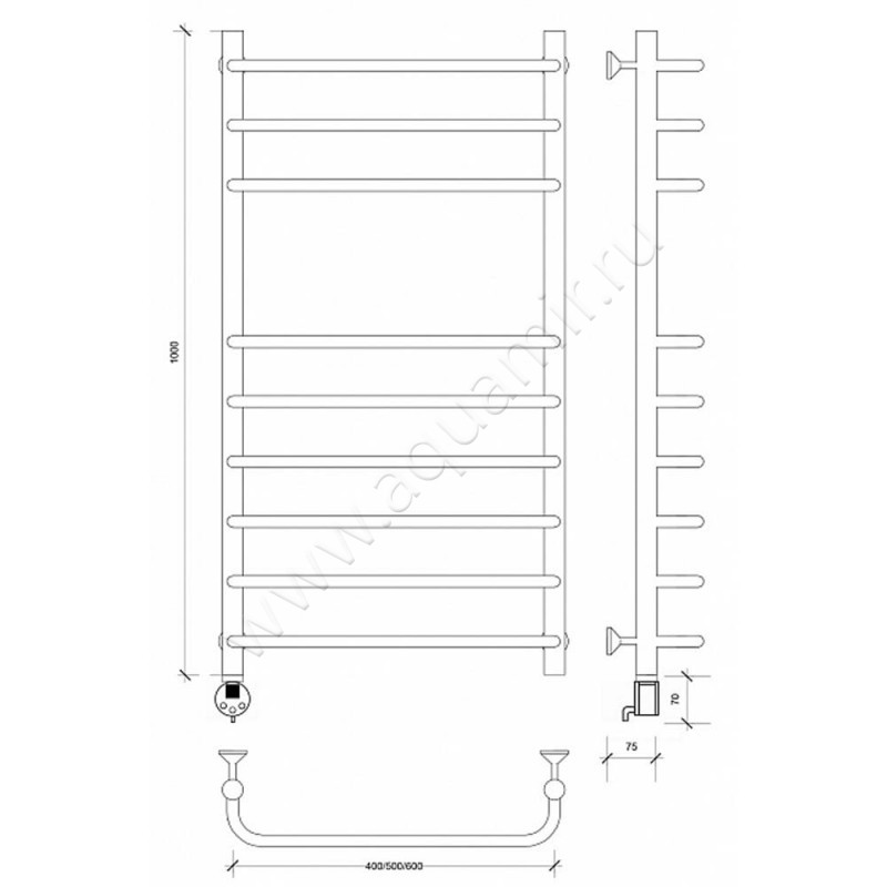Полотенцесушитель электрический Secado Мерида 5 4603777453350 размеры