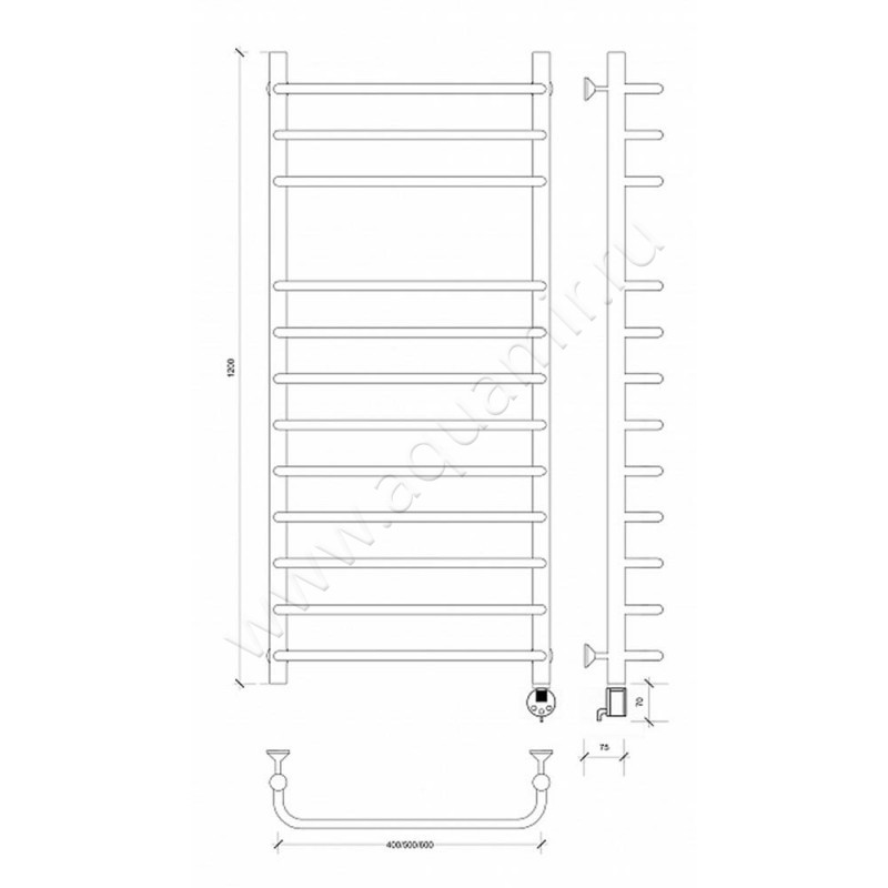 Полотенцесушитель электрический Secado Мерида 5 4603777453398 размеры
