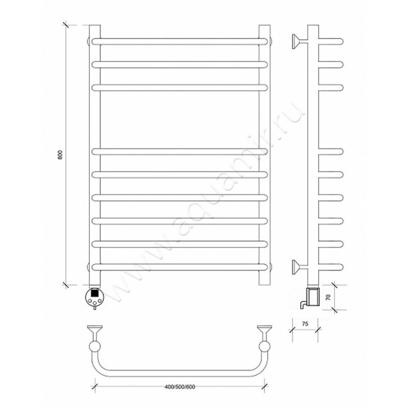 Полотенцесушитель электрический Secado Мерида 5 4603759408859 размеры
