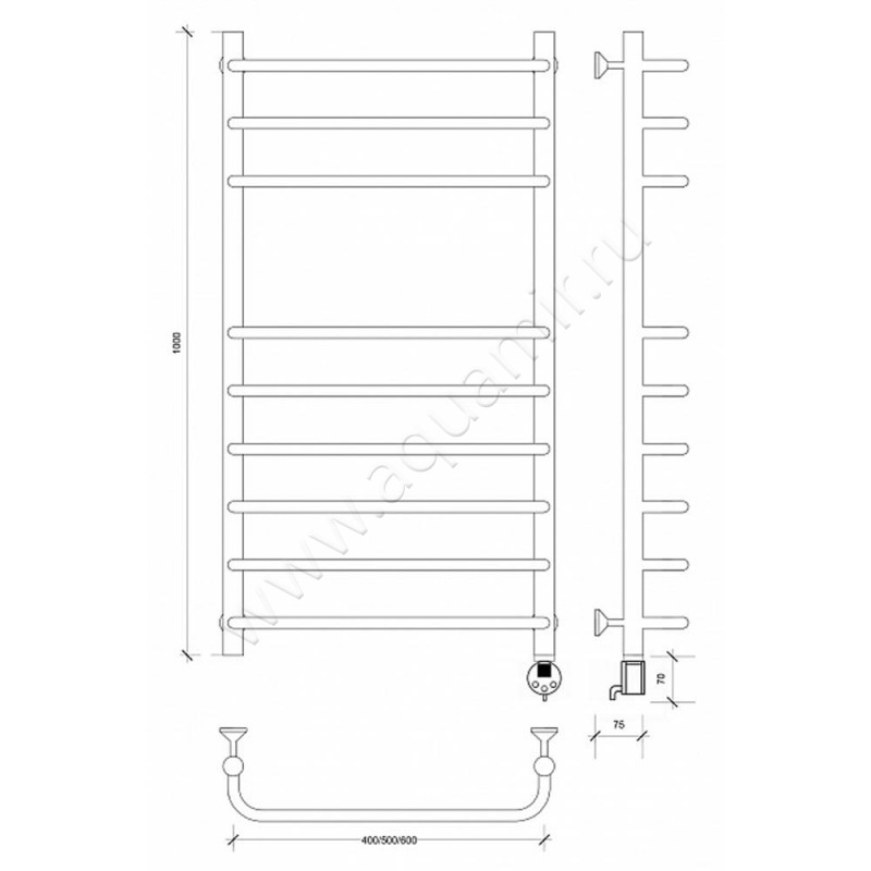 Полотенцесушитель электрический Secado Мерида 5 4603777453343 размеры