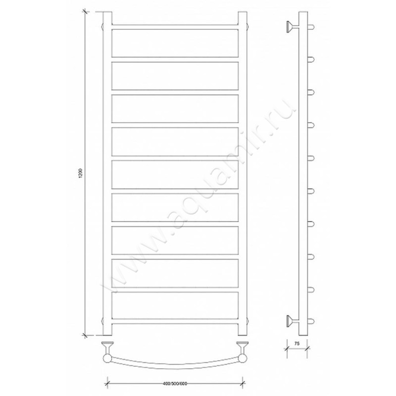 Полотенцесушитель водяной Secado Милан 1 4603777444617 размеры