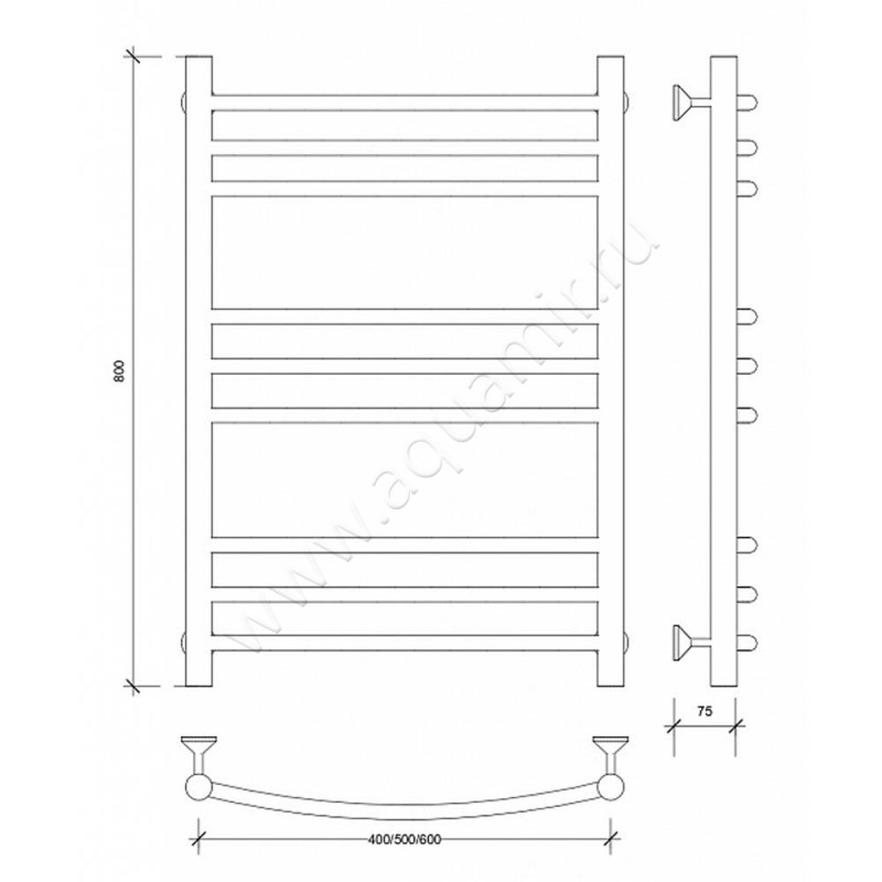 Полотенцесушитель водяной Secado Милан 3 4603777444969 размеры