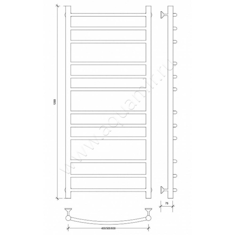 Полотенцесушитель водяной Secado Милан 3 4603777445003 размеры