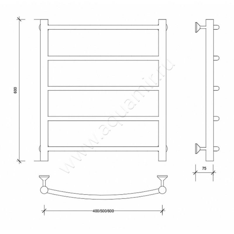 Полотенцесушитель электрический Secado Милан 1 4603777450779 размеры