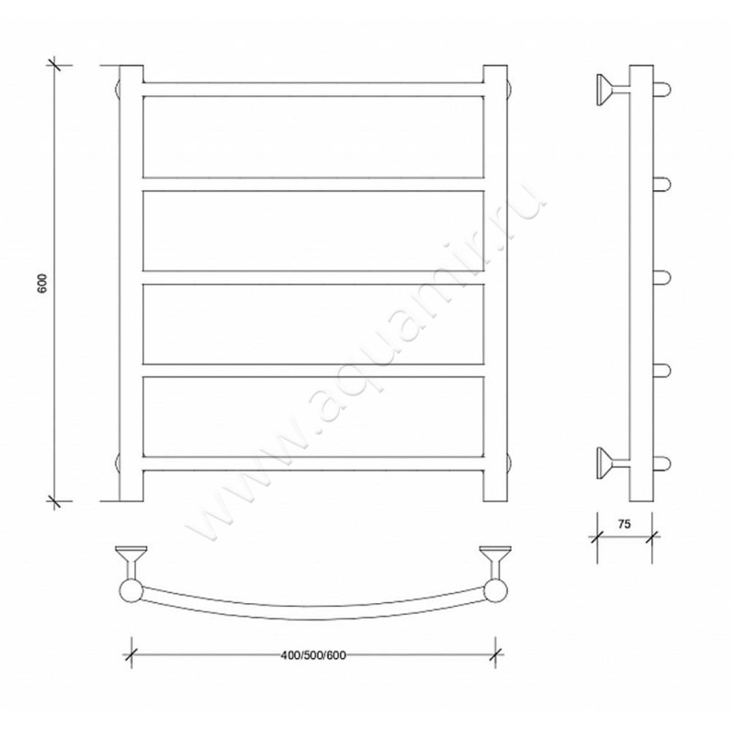 Полотенцесушитель электрический Secado Милан 1 4603777450779 размеры