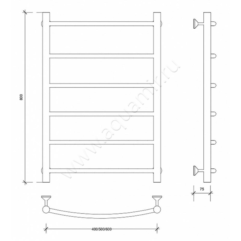 Полотенцесушитель электрический Secado Милан 1 4603777450793 размеры