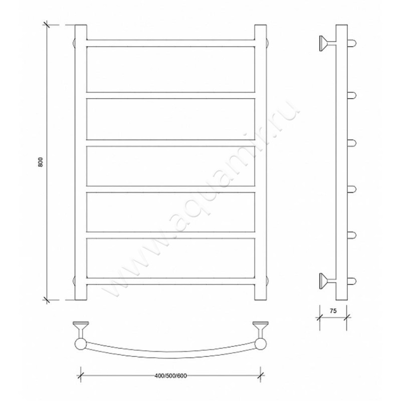 Полотенцесушитель электрический Secado Милан 1 4603759403052 размеры