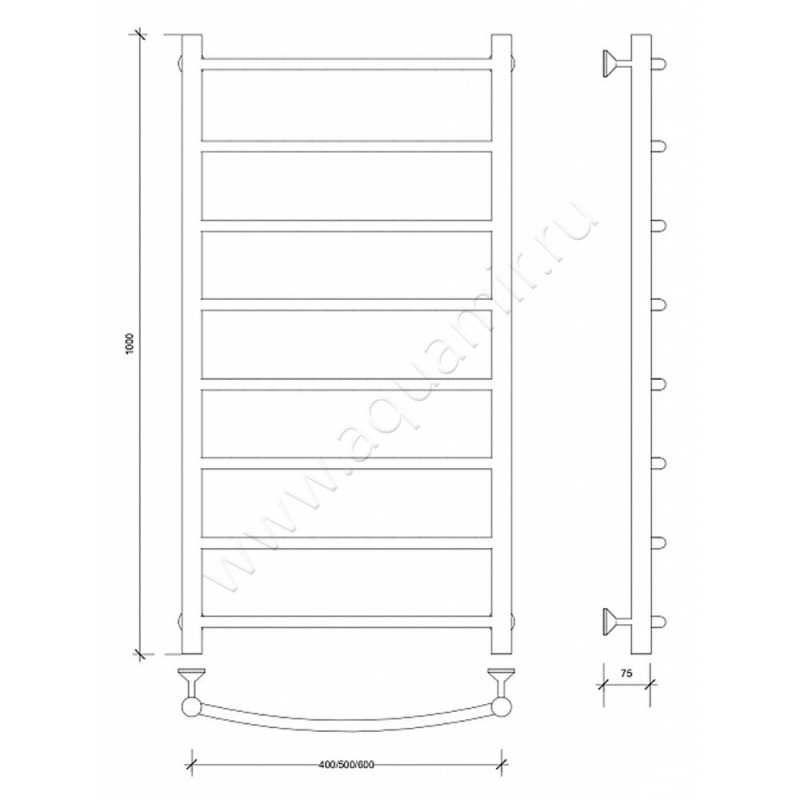 Полотенцесушитель электрический Secado Милан 1 4603777450830 размеры