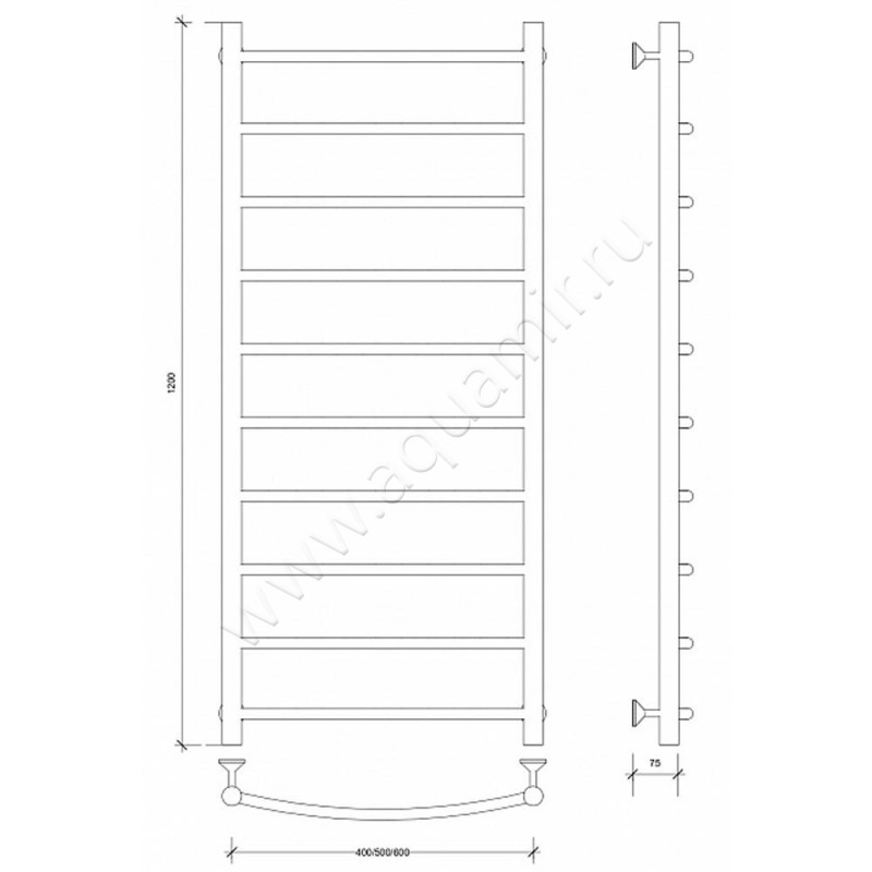 Полотенцесушитель электрический Secado Милан 1 4603777450878 размеры
