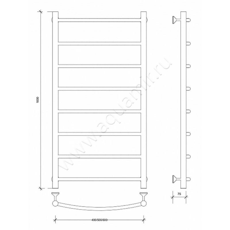 Полотенцесушитель электрический Secado Милан 1 4603759408903 размеры