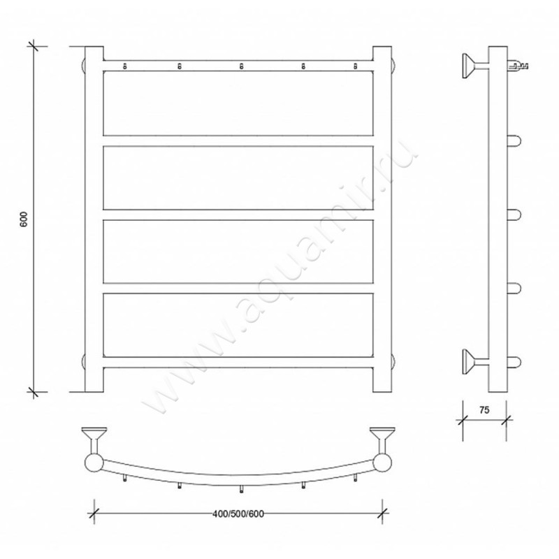Полотенцесушитель электрический Secado Милан 1 4603759406275 размеры