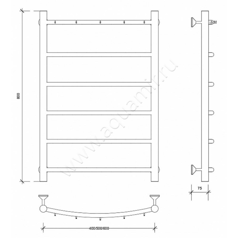 Полотенцесушитель электрический Secado Милан 1 4603777450977 размеры