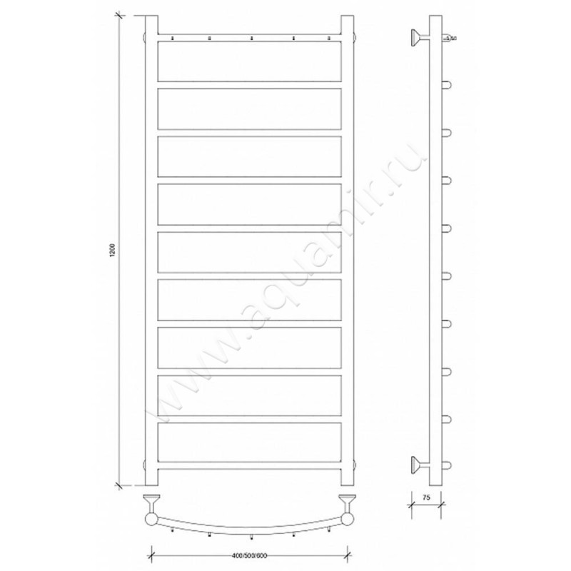 Полотенцесушитель электрический Secado Милан 1 4603759406299 размеры