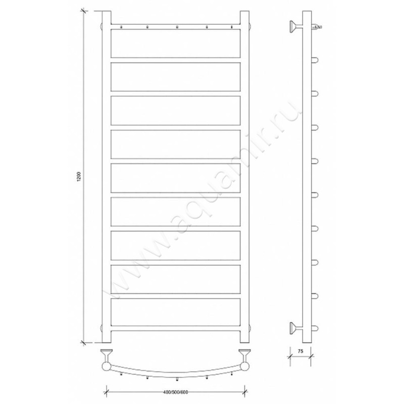 Полотенцесушитель электрический Secado Милан 1 4603777451059 размеры