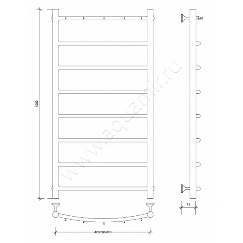 Полотенцесушитель электрический Secado Милан 1 4603777451004 размеры