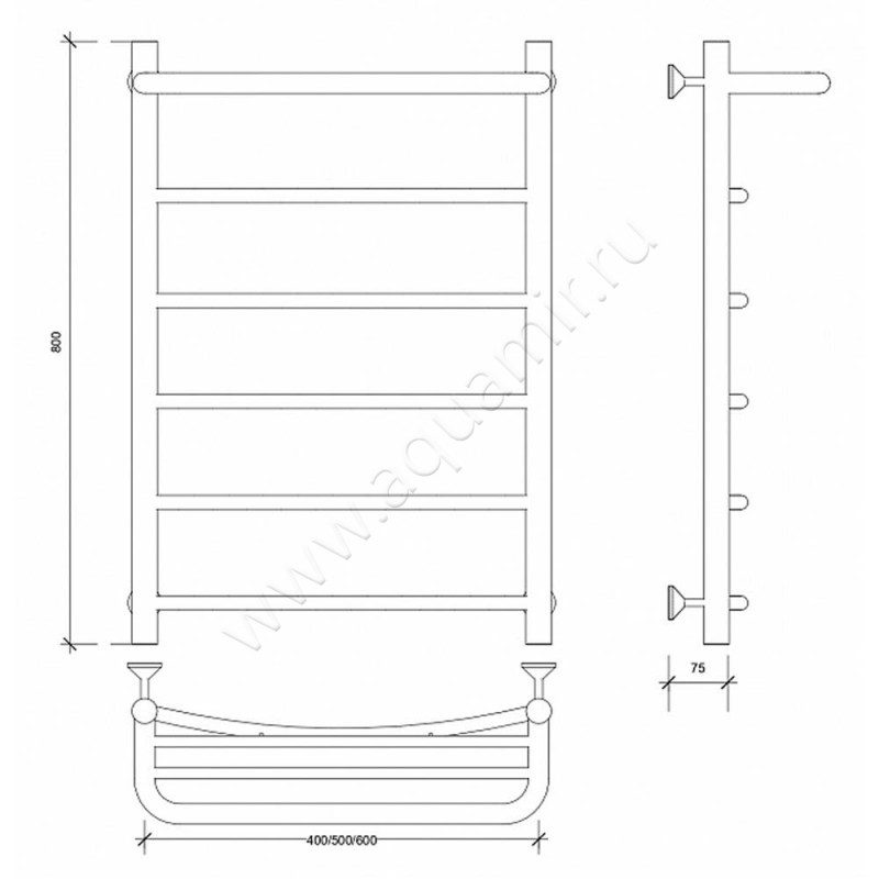 Полотенцесушитель электрический Secado Милан 1 4603777451134 размеры