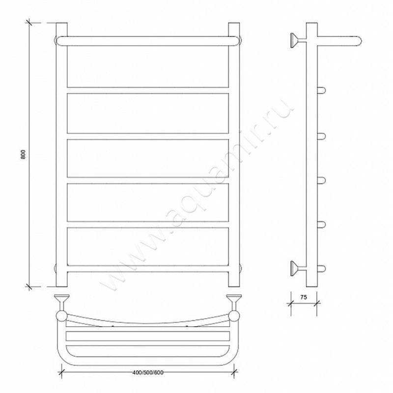 Полотенцесушитель электрический Secado Милан 1 4603777451134 размеры