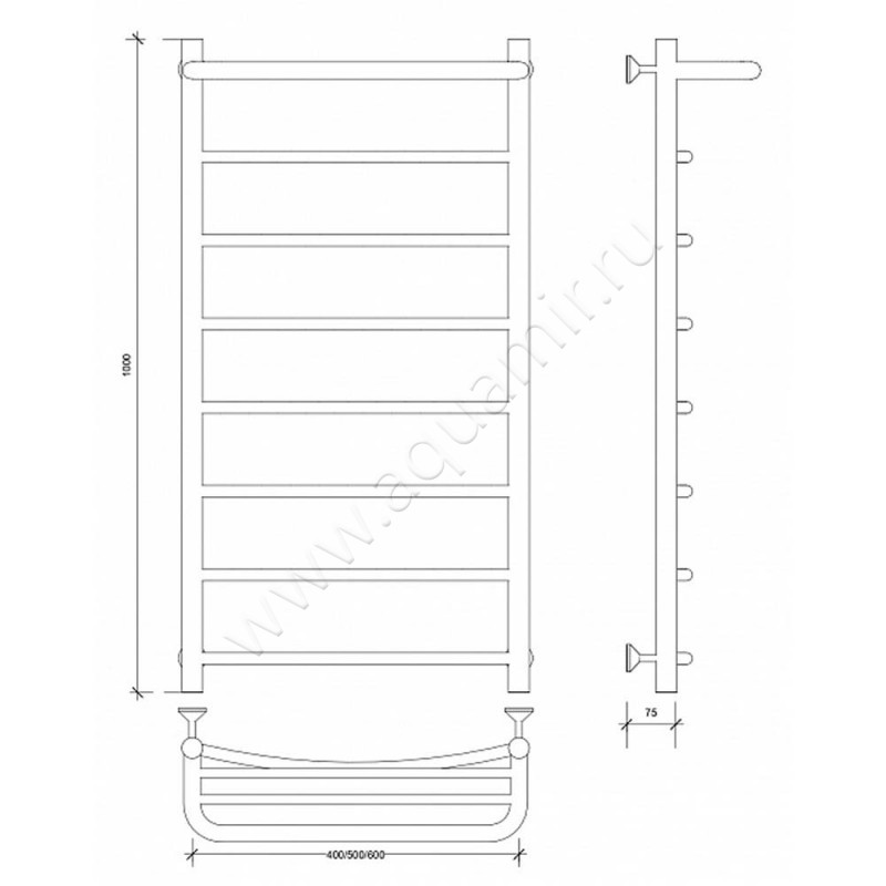 Полотенцесушитель электрический Secado Милан 1 4603777451172 размеры