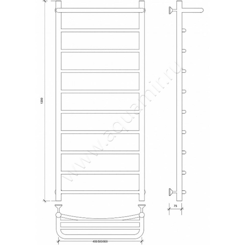 Полотенцесушитель электрический Secado Милан 1 4603777451219 размеры