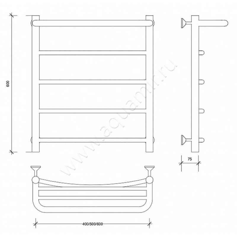 Полотенцесушитель электрический Secado Милан 1 4603759408965 размеры
