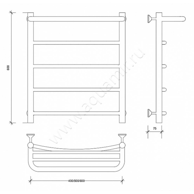 Полотенцесушитель электрический Secado Милан 1 4603759408965 размеры
