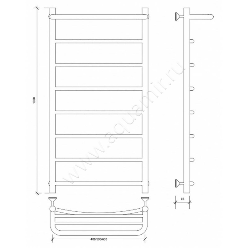 Полотенцесушитель электрический Secado Милан 1 4603759408989 размеры