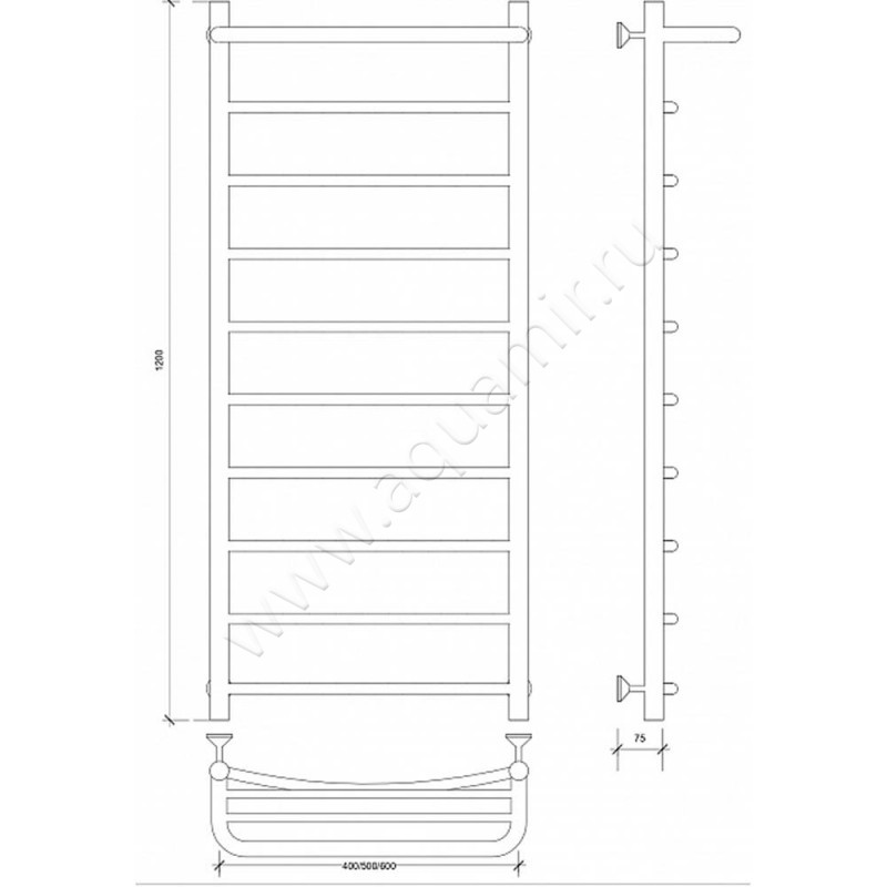 Полотенцесушитель электрический Secado Милан 1 4603777451202 размеры